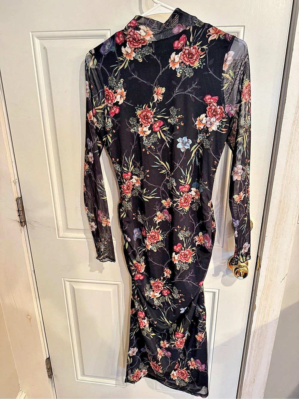 heartloom Warren Dress Floral Midi Dress Black & Pink Size Medium - Picture 2 of 4